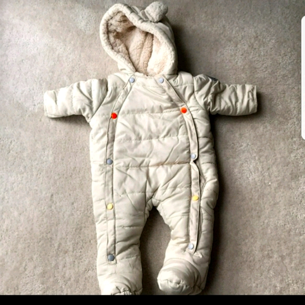 Weatherproof Beige Puffer Coat 3-6 Months, Unisex